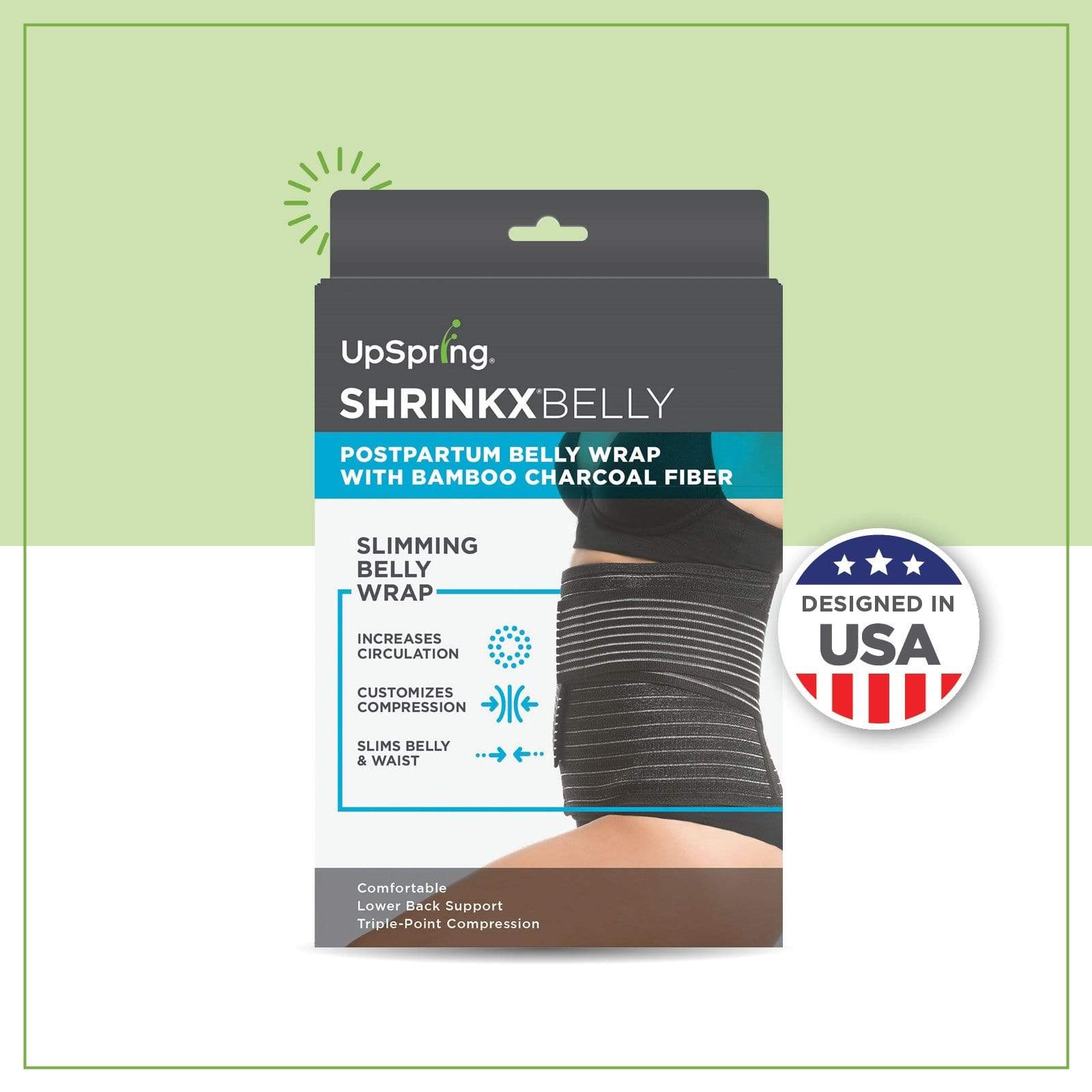Shrinkx Belly Bamboo Wrap, Triple-Point Compression, Black